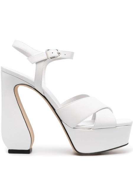  Si Rossi Platform Sculpted-heel Sandals - White 