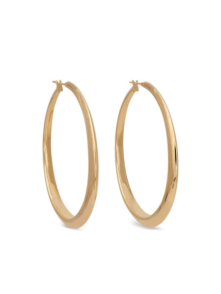  Sidney Garber 18k Yellow Gold Oval Hoop Earrings 