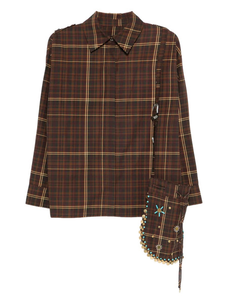  Siedres Athelia Checked Embellished Top - Brown 