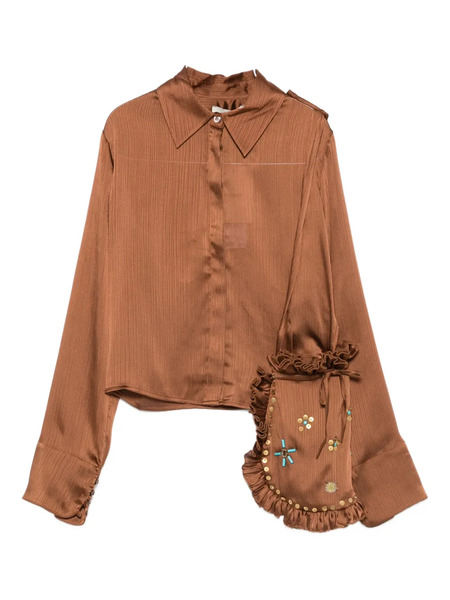  Siedres Pointed-collar Buttoned Blouse - Brown 