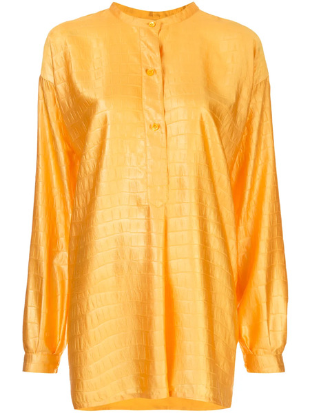  Sies Marjan Azra Crocodile-embossed Satin Shirt - Orange 
