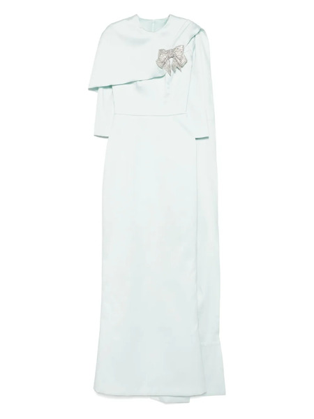  Silk Love & Lace Bow-embellished Cape Dress - Blue 