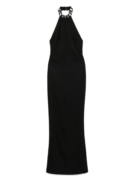 Silk Love & Lace Embellished Halter-neck Dress - Black 