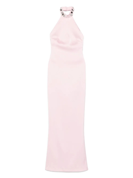  Silk Love & Lace Embellished Halter-neck Dress - Pink 