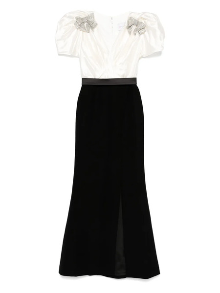  Silk Love & Lace Embellished Puff-sleeve Dress - Black 