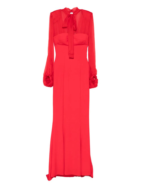  Silk Love & Lace Margot Long-sleeve Maxi Dress - Red 
