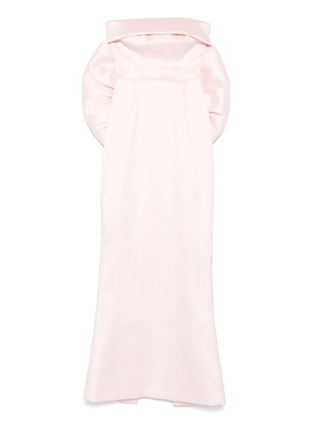  Silk Love & Lace Off-shoulder Puff-sleeve Dress - Pink 