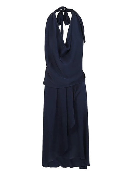  Silk95five Cowl-neck Backless Dress - Blue 