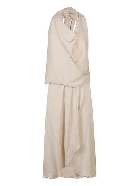  Silk95five Halterneck Draped Dress - Neutrals 