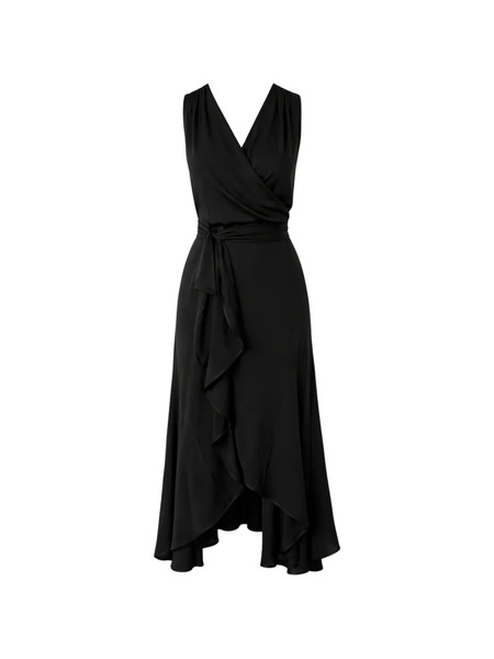  Silk95five Shangri La Ruffled V-neck Maxi Dress - Black 