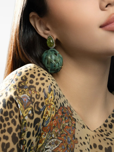  Silvia Furmanovich Peridot Tsavorite Bamboo Earrings - Gold 