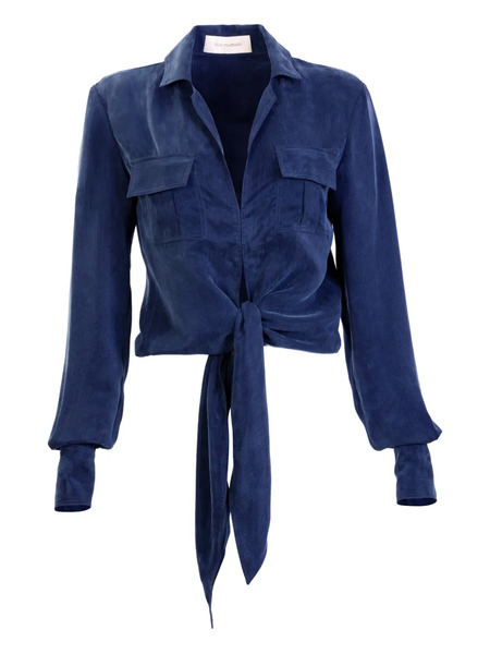  Silvia Tcherassi Caserta Flap-pocket Tie Shirt - Blue 