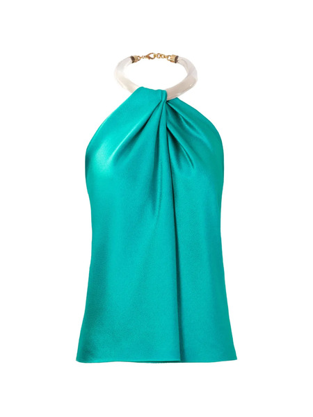  Silvia Tcherassi Dianela Halterneck Blouse - Green 