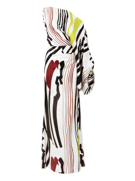  Silvia Tcherassi Dotty One-shoulder Striped Dress - White 