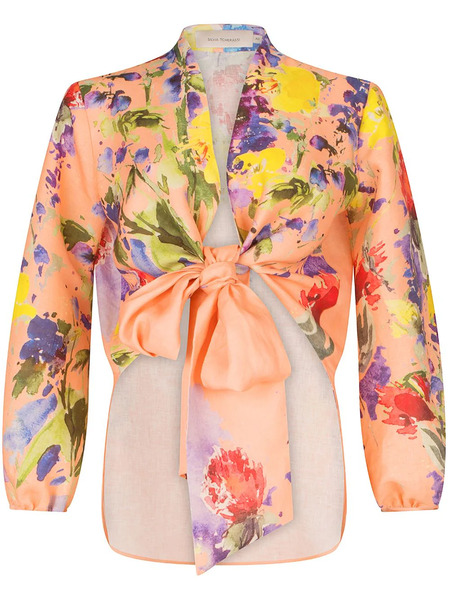  Silvia Tcherassi Floral Linen Blouse - Orange 