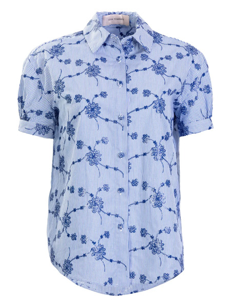  Silvia Tcherassi Ileana Embroidered-floral Blouse - Blue 