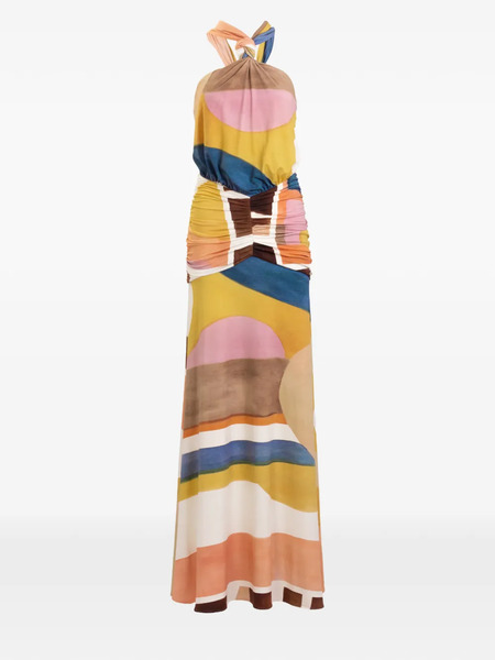  Silvia Tcherassi Jedda Abstract-print Maxi Dress - Yellow 