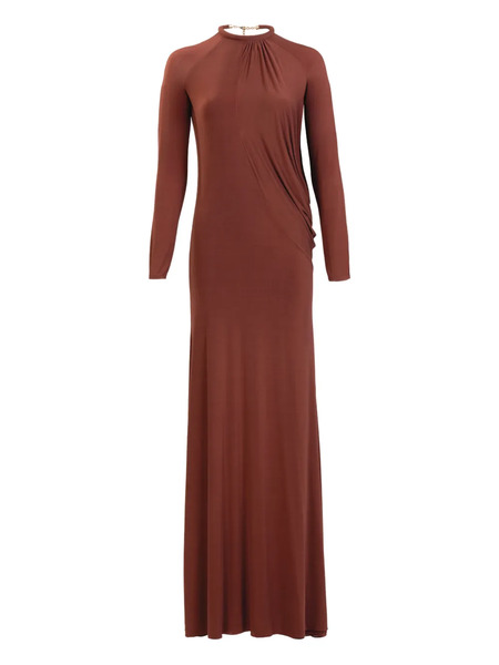  Silvia Tcherassi Lais Draped Long-sleeve Maxi Dress - Brown 