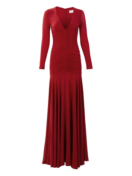  Silvia Tcherassi Lina Long-sleeve V-neck Maxi Dress - Red 