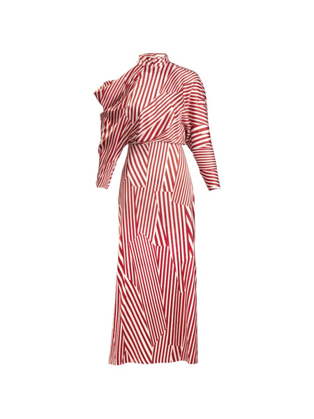  Silvia Tcherassi Lisa Striped Midi Dress - Red 