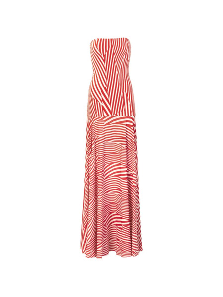  Silvia Tcherassi Muriel Striped Strapless Maxi Dress - Red 