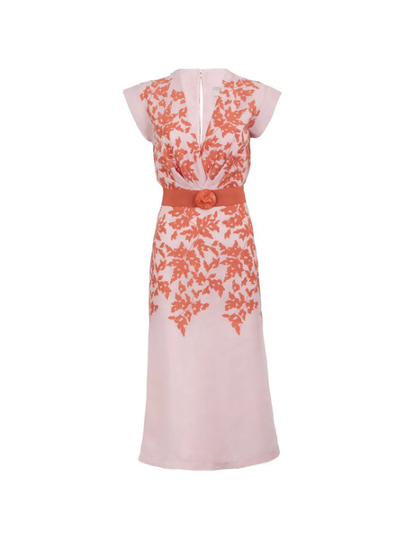  Silvia Tcherassi Olive Embroidery Midi Dress - Pink 