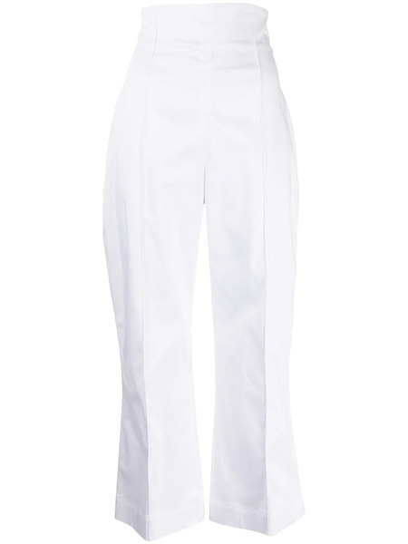  Silvia Tcherassi Piped-trim High-waisted Trousers - White 