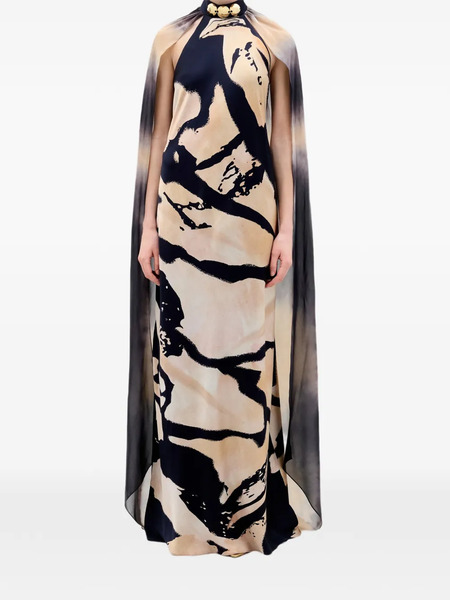  Silvia Tcherassi Sabina Cape Halterneck Maxi Dress - Neutrals 