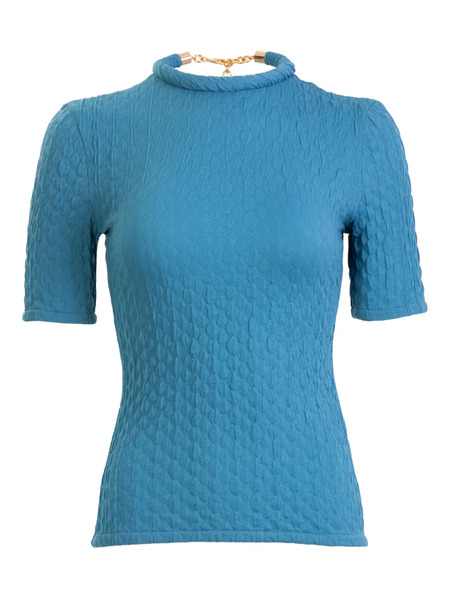  Silvia Tcherassi Venecia Mock-neck T-shirt - Blue 