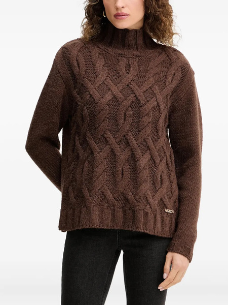  Silvian Heach Cable-knit Roll-neck Sweater - Brown 