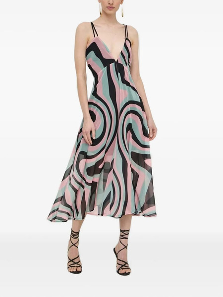  Silvian Heach Geometric-print Midi Dress - Black 