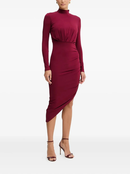  Silvian Heach High-neck Ruched Midi Dress - Red 