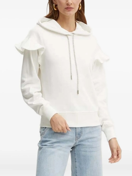  Silvian Heach Ruffle Embellished Hoodie - White 