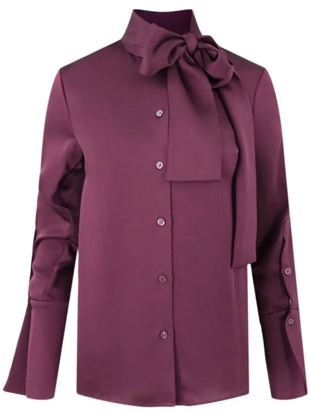  Simkhai Candela Pussy-bow Satin Shirt - Purple 