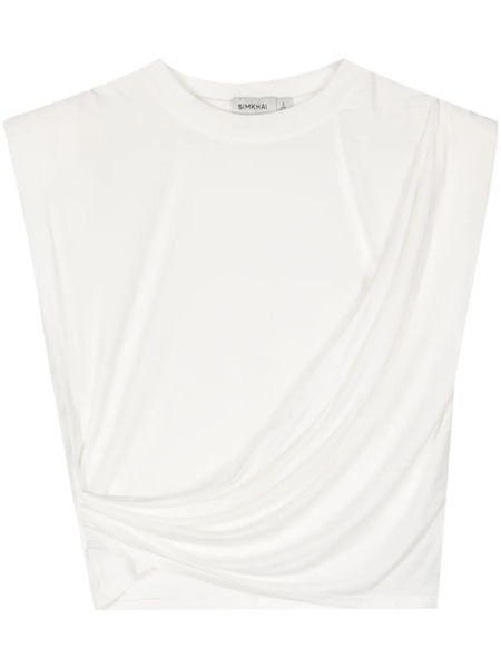  Simkhai Estelle Draped Crop Top - White 