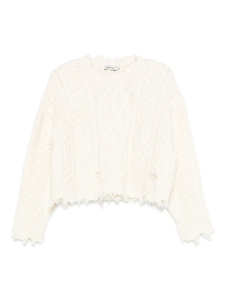  Simkhai Felix Cable-knit Frayed Knitwear - White 