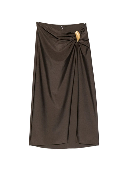  Simkhai Gathered Embellished Midi Skirt - Brown 