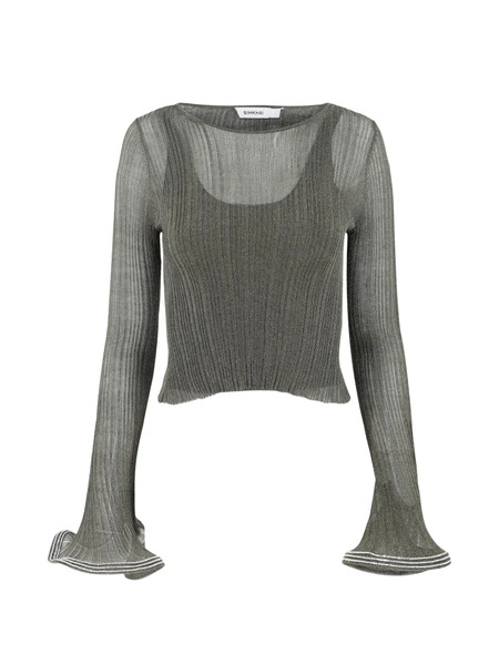  Simkhai Maebry Ruffled Ribbed T-shirt - Grey 