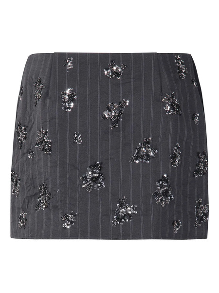  Simkhai Pinstripe Embellished Mini Skirt - Grey 
