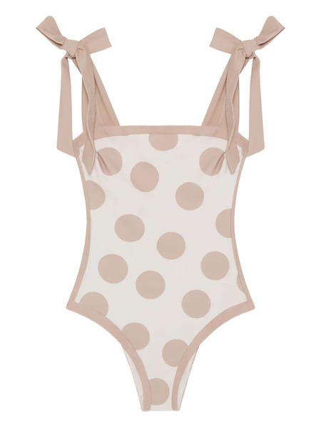  Simkhai Polka-dot Tie-detail Swimsuit - Neutrals 
