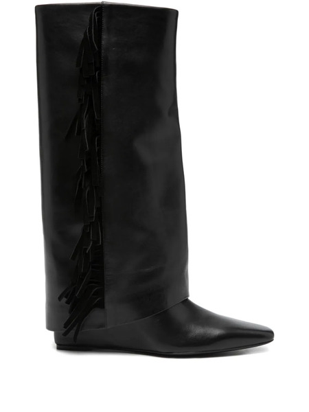  Simkhai Quinn Fringed Leather Boots - Black 