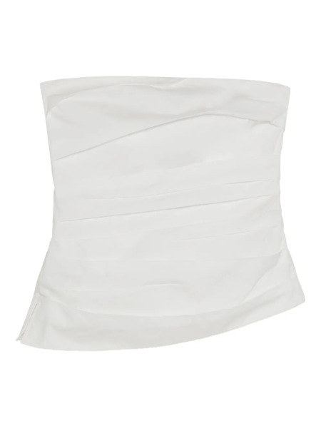  Simkhai Strapless Pleated Bustier Top - White 