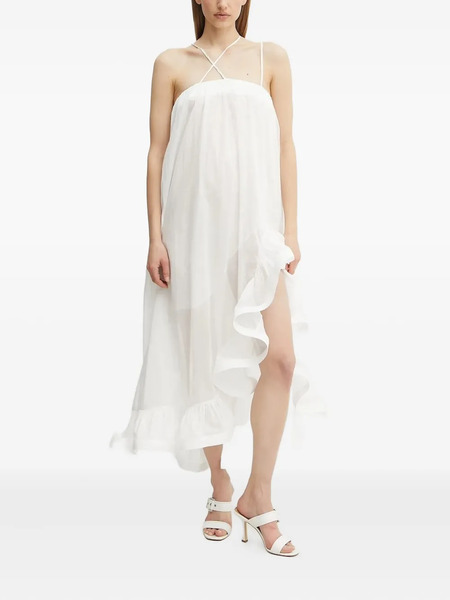  Simona Corsellini Cross-strap Ruffled Midi Dress - White 