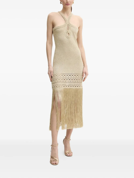  Simona Corsellini Fringe-edges Midi Dress - Neutrals 