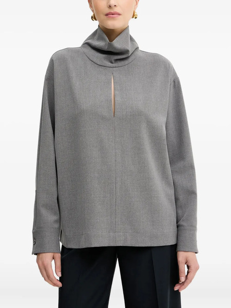  Simona Corsellini Keyhole Turtleneck Top - Grey 