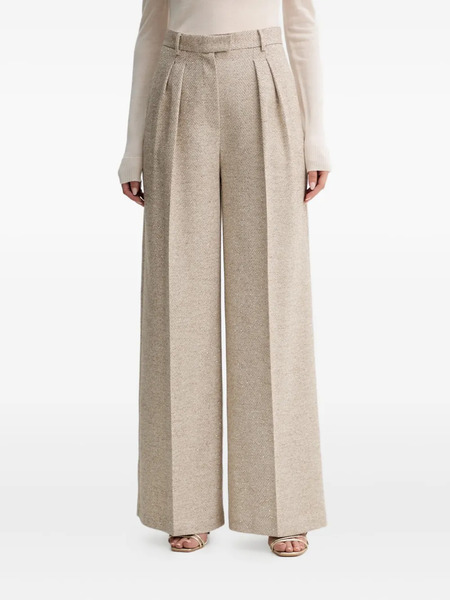  Simona Corsellini Pleated Herringbone Trousers - Neutrals 