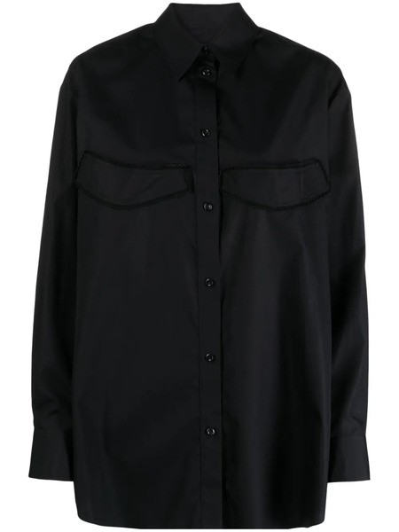  Simone Rocha Appliqué-detail Side Button-fastening Shirt - Black 