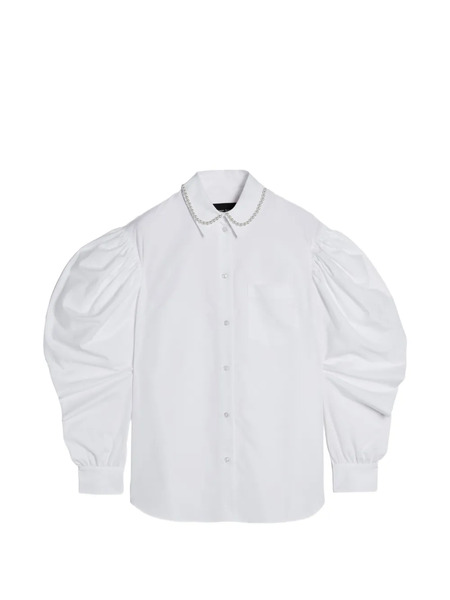  Simone Rocha Beaded Draped-sleeve Shirt - White 