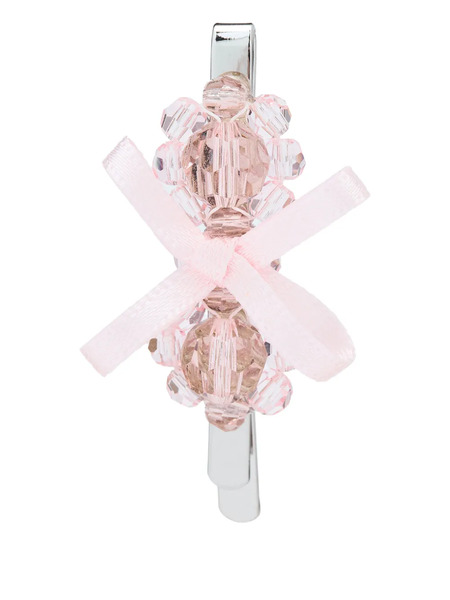  Simone Rocha Bow Crystal Flower Hair Clip - Silver 