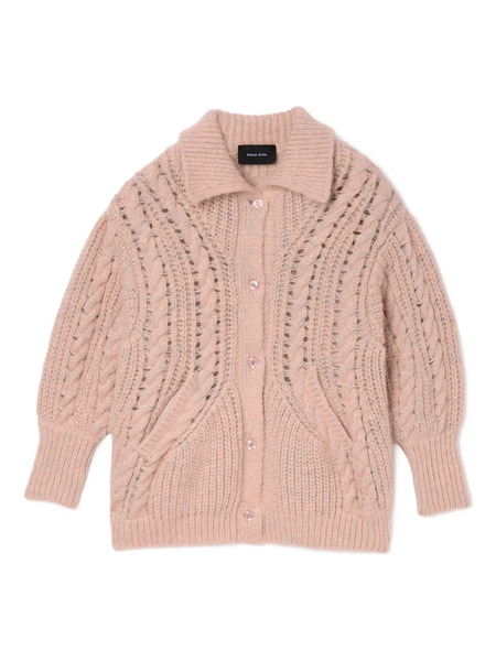  Simone Rocha Cable-knit Button Cardigan - Pink 